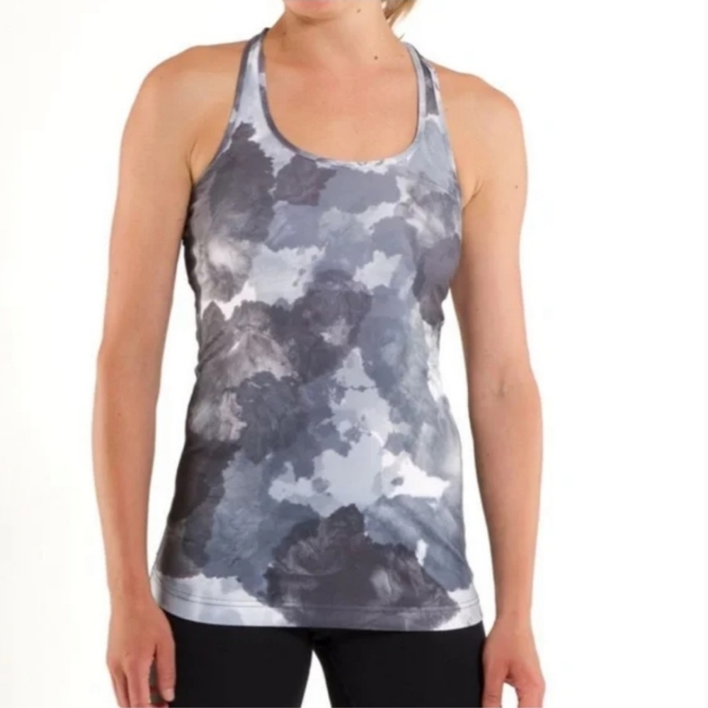 Lululemon Gray Cool Racerback Tie Dye Tank Top Size 4